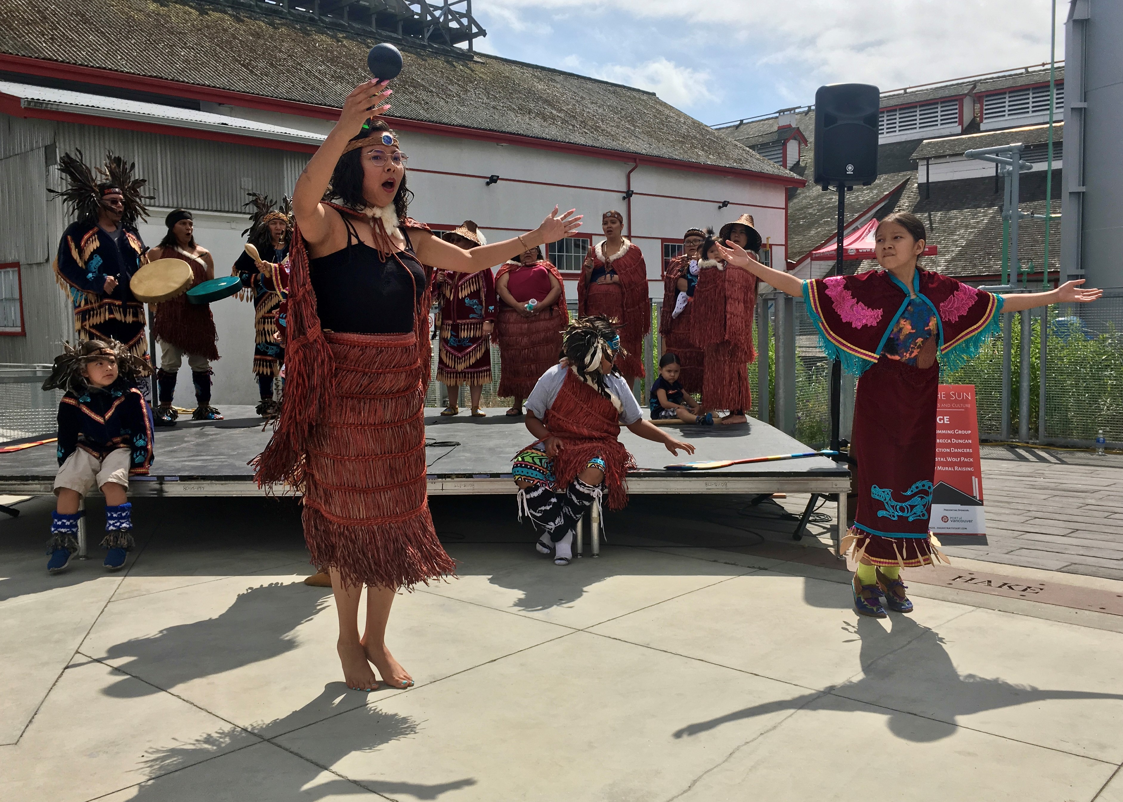 The Musqueam (Coast Salish peoples) dance in Steveston (Richmond), B.C. This picture was taken on an ANTH101 class field trip. Photo by Ruth Anaya