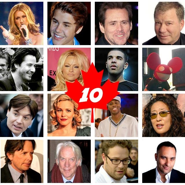 Images of top ten Canadian international celebrities